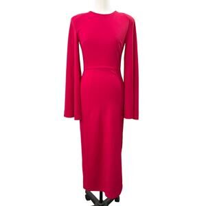 Shein Belle Size S Dress Red Split Sleeve Midi Formal Cocktail Holiday Stretch